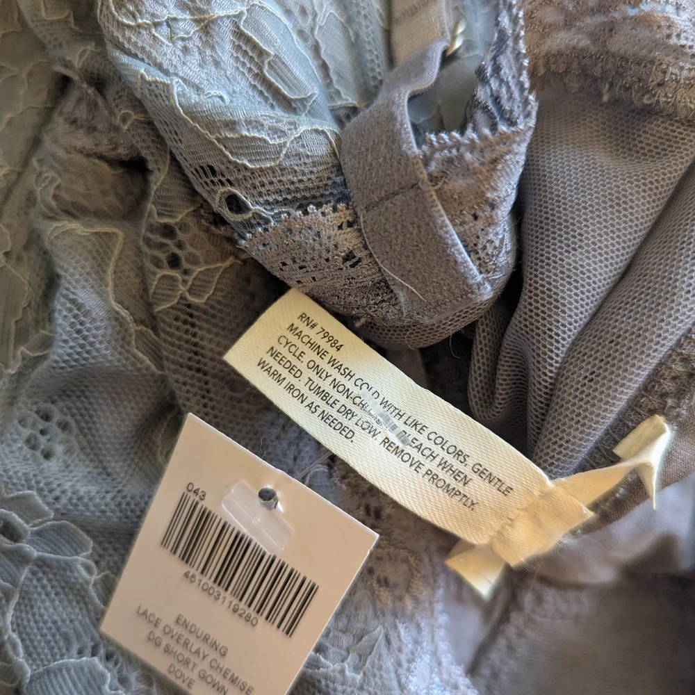 Soma dove gray lace overlay nightgown sleepwear size L NWT - Picture 5 of 8